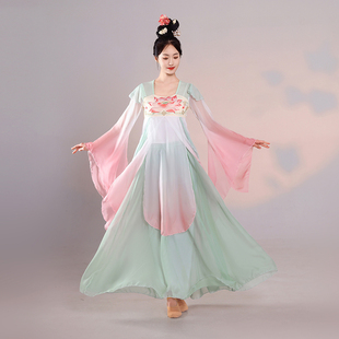 中國舞蹈服飄逸女齊胸漢唐仙氣漢唐紗衣古典舞演出服套裝 大擺裙