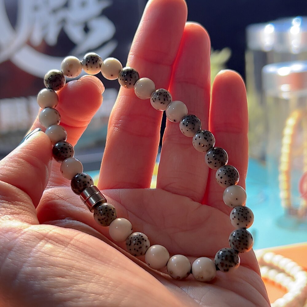 精品海南星月石玉绿包白卡7正月圆珠龙蛋手串手链镶金款