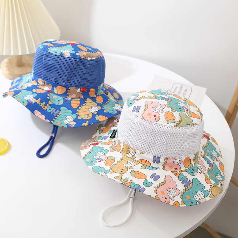 儿童帽子夏季防晒帽防紫外线宝宝遮阳帽薄款网眼帽男童渔夫帽薄款