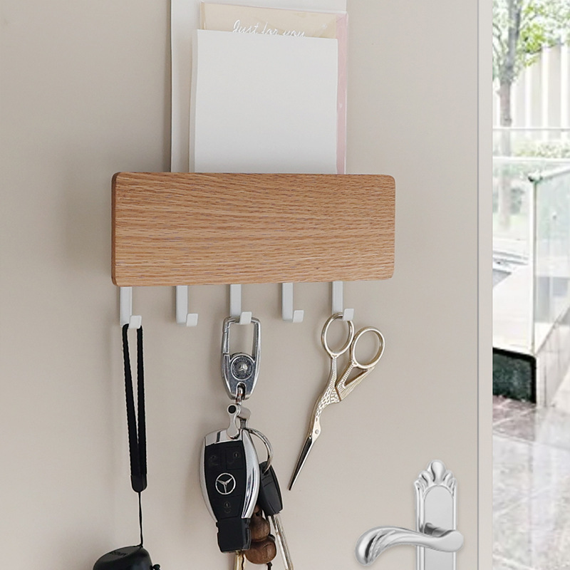 木板钥匙挂钩入户门后玄关口罩