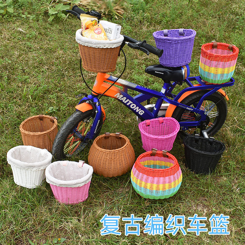 仿藤编织装饰品篮自行车玩具车