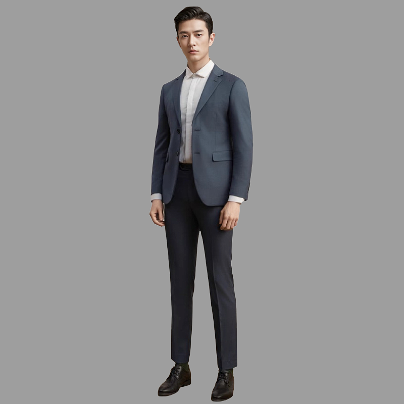 2025新款男装高级韩版灰蓝色小西服薄款春夏修身休闲正装西装套装