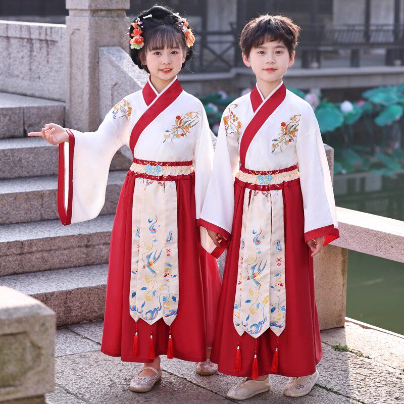 儿童汉服元旦诗歌朗诵演出服装冬