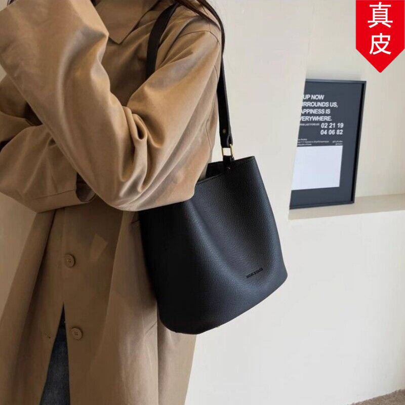 子母搭包大容量通勤女感百高级复古真皮包水桶包洋气2026春夏单肩