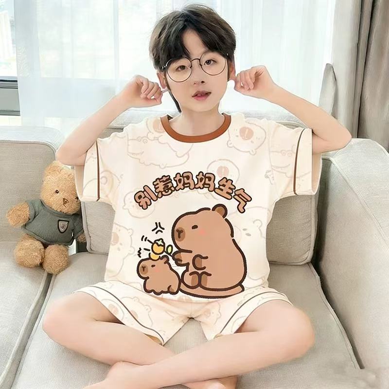 夏季男童卡皮巴拉薄款家居服套装