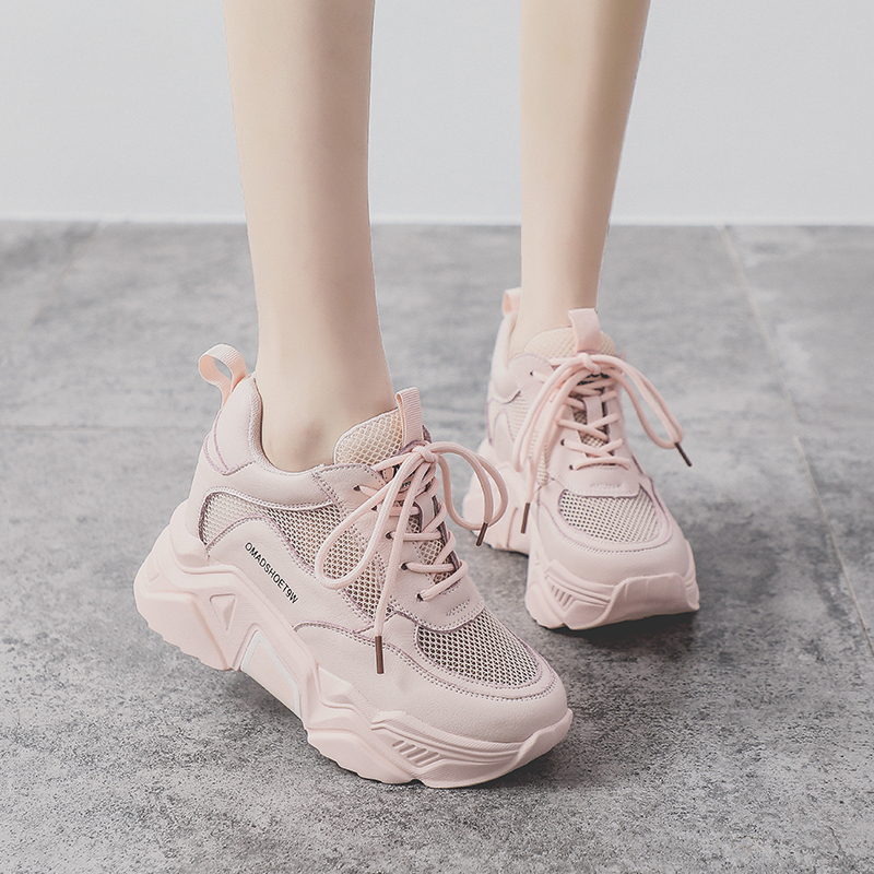 8CM genuine leather The thickness of the bottom The increase in Diddy 2021 summer Net surface ventilation Versatile motion leisure time Single shoesin the Women's Shoes, Low shoe, Fashion casual shoes category - from Buy2taobao.com to provide professional Taobao agent buy service