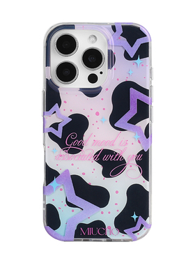 MIUCHO 奶牛斑点紫色满天星星手机壳ins风情侣少女有趣 原创意设计小众涂鸦适用13苹果16iPhone15ProMax14Pro