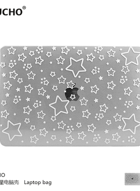 MIUCHO闪粉星星电脑壳适用于苹果22款M2简约air13透明macbook14适用pro原创设计防摔pro16寸防磕碰保护硬壳