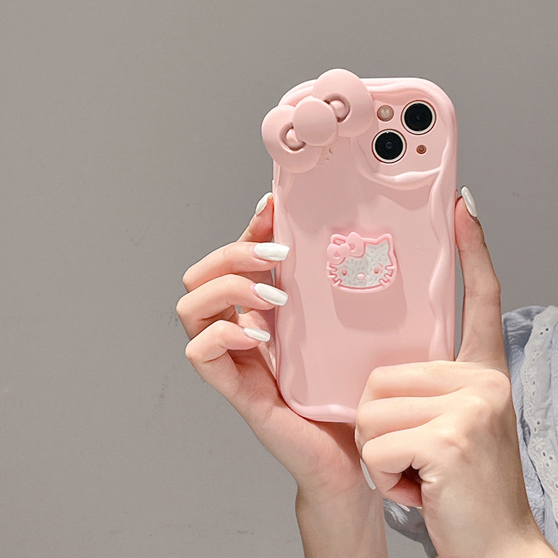 卡通猫蝴蝶结适用iphone14手机壳14Promax可爱13Pro网红苹果13女款15plus卡通xr/xs防摔11少女粉12Pro硅胶7/8