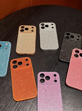 轻奢闪粉适用苹果17Promax高级感iPhone16Pro手机壳15Promax小众14新款17air创意13女款12p橙色纯色11保护套