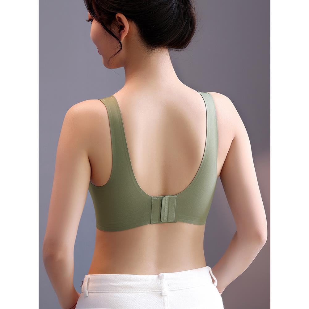 乳胶内衣女无痕美背无钢圈收副乳防下垂聚拢背心上托果冻运动文胸