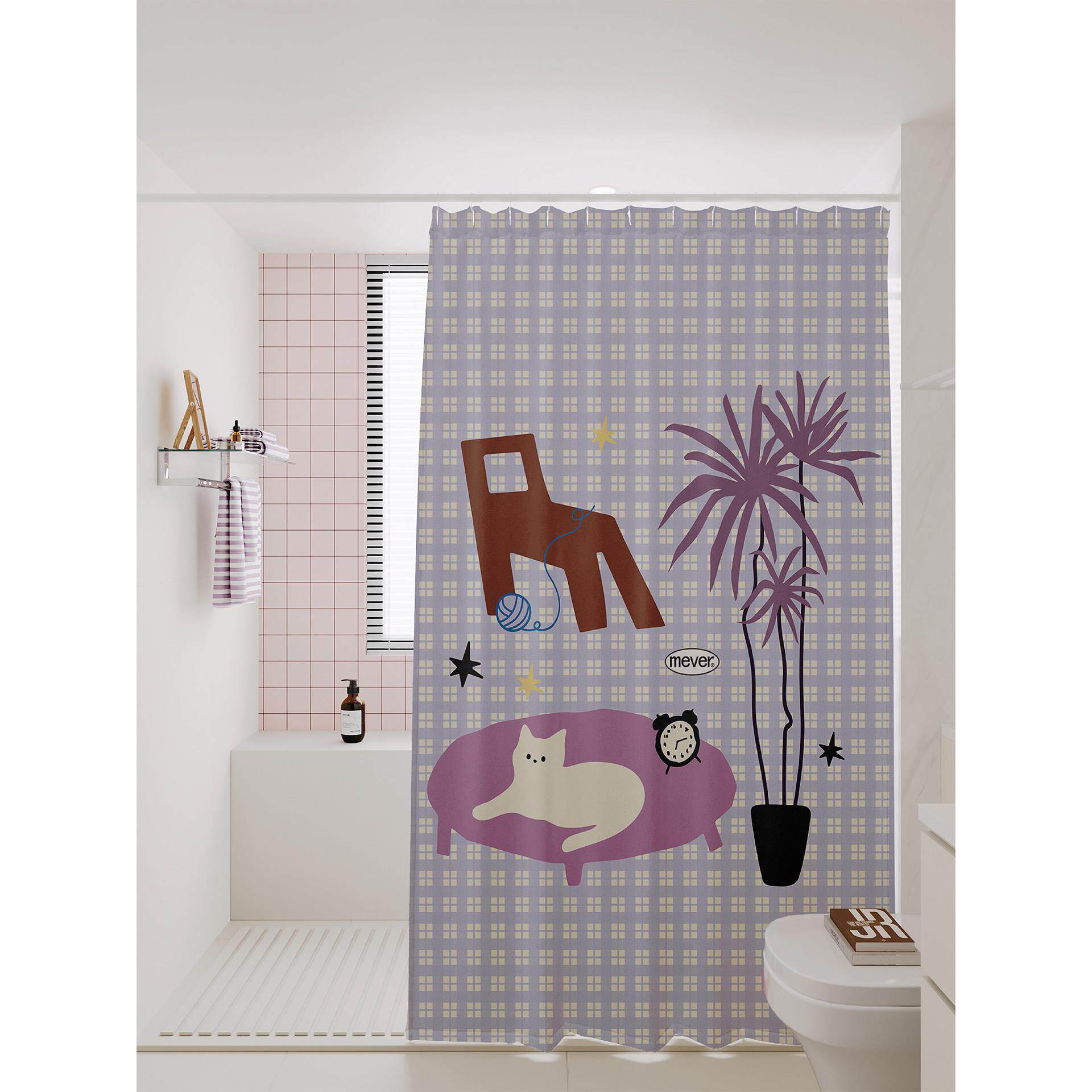 韩系ins风卡通浴室浴帘防水防霉速干免打孔淋浴房干湿分离隔断帘