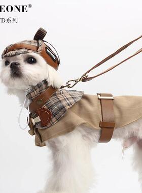 BITEONE【梦回贝克街】2025猫咪狗狗衣服春夏风衣可系牵引绳小型