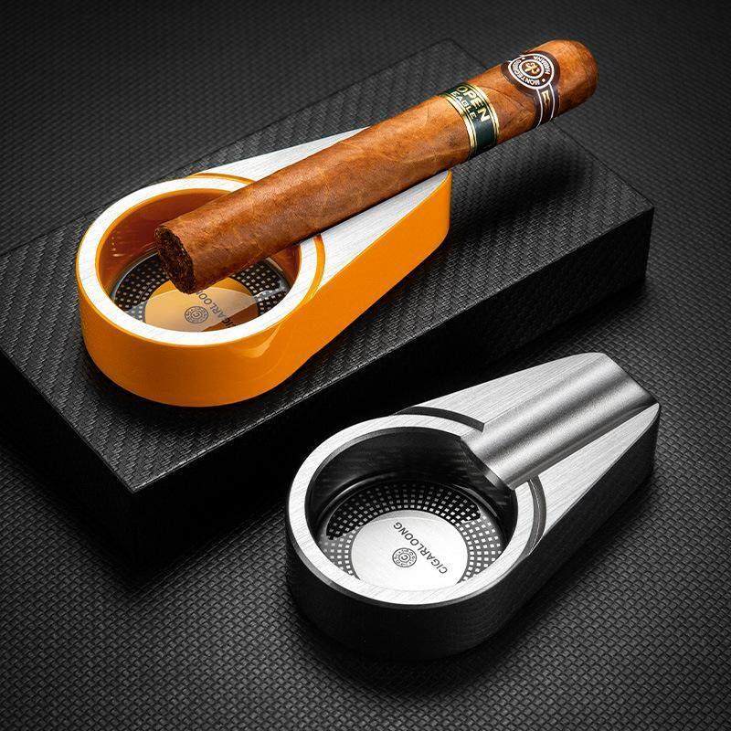 德国进口雪茄雪茄专用烟灰缸金属不锈钢大号铜质创意烟槽灭烟器