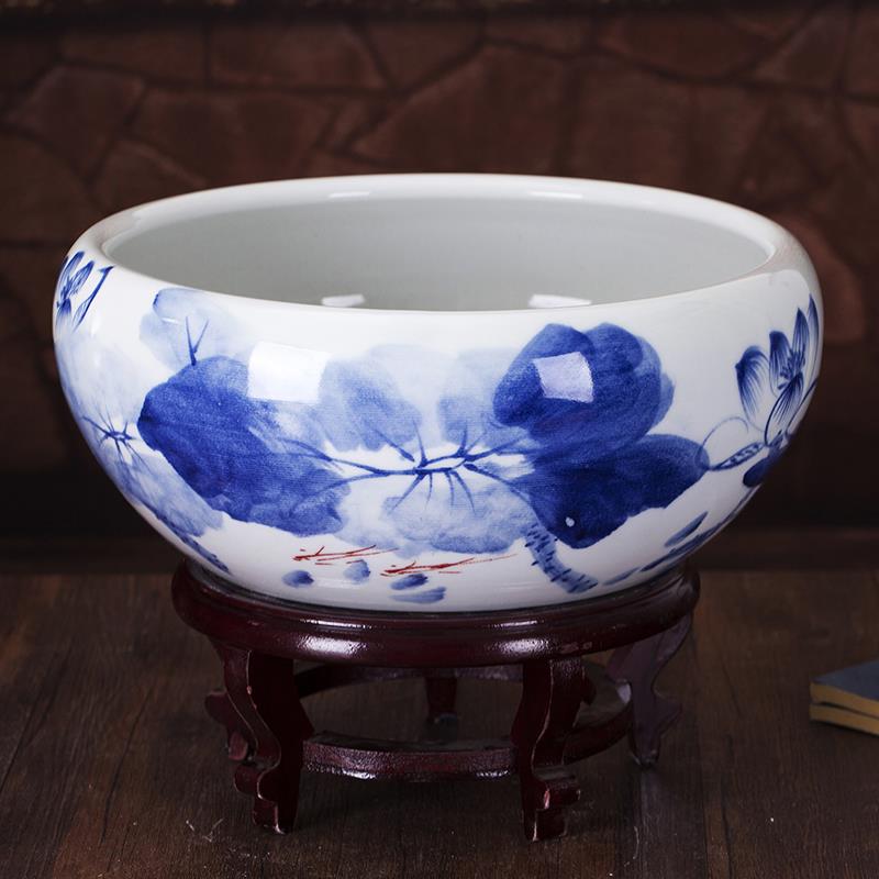 景德镇陶瓷花盆碗莲睡莲荷花盆绿萝水培植物盆客厅养金鱼缸乌龟缸