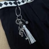 cleanfit钥匙扣创意音符骰子流苏穿搭腰间挂饰包包挂件 海洋之音