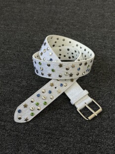 afaaa原创中古白马毛彩色宝石款 cleanfit腰带小众穿搭百搭y2k皮带