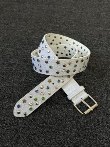 afaaa原创中古白马毛彩色宝石款cleanfit腰带小众穿搭百搭y2k皮带