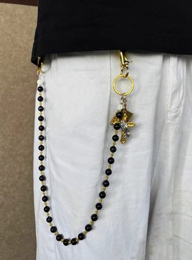 afaaa原创黑石珠圣典小众手工串珠牛仔裤链腰间挂饰穿搭配饰ins风