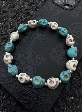 afaaa新款骷髅手串高级感纯手工cleanfit哥特风 朋克复古手链饰品