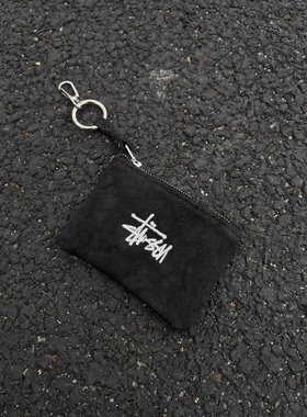 Stussy自主现货帆布包钥匙顶男刺绣零钱包收纳袋卡包cleanfit简约