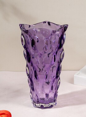 B233波西米亚紫色玻璃花瓶感透明专用网红创意摆件客厅插花高颜值