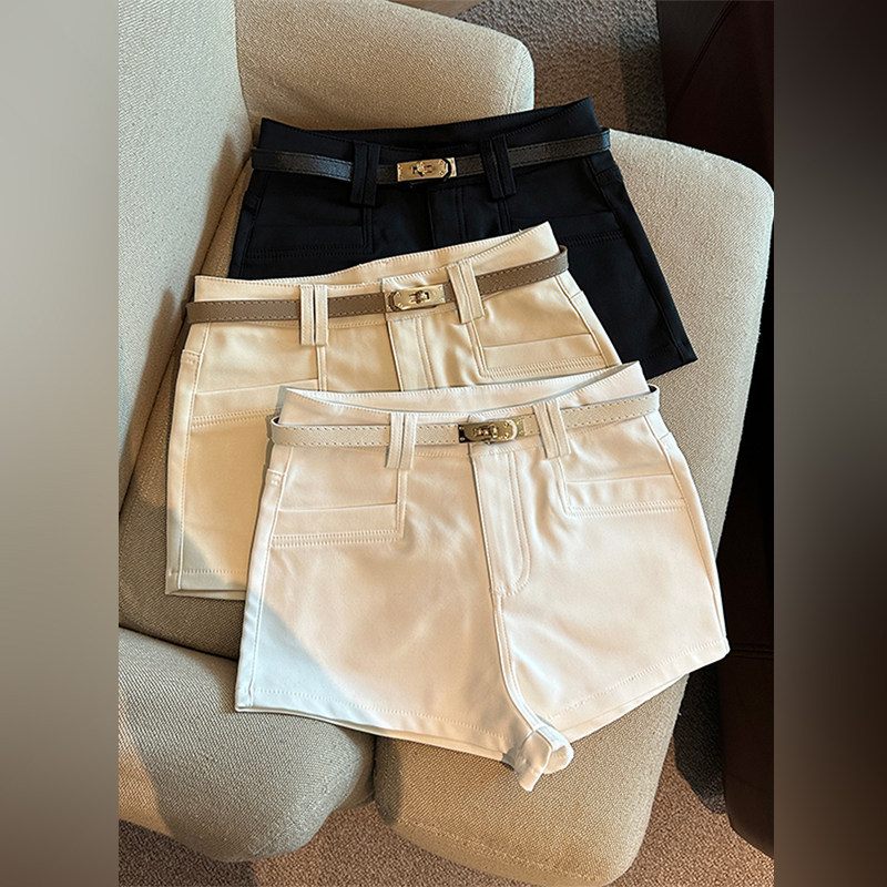 潮牌阔腿休闲短裤女夏季老钱风外穿修身显瘦弹力a字高腰西装热裤