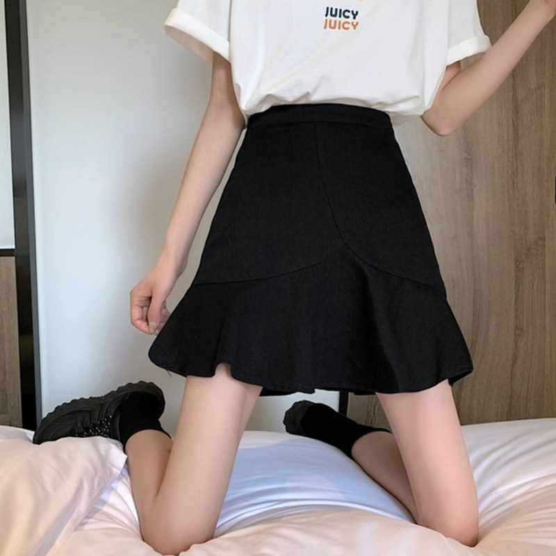 潮牌黑色鱼尾半身裙女高腰包臀a字短裙子半裙2026夏季新款小个子