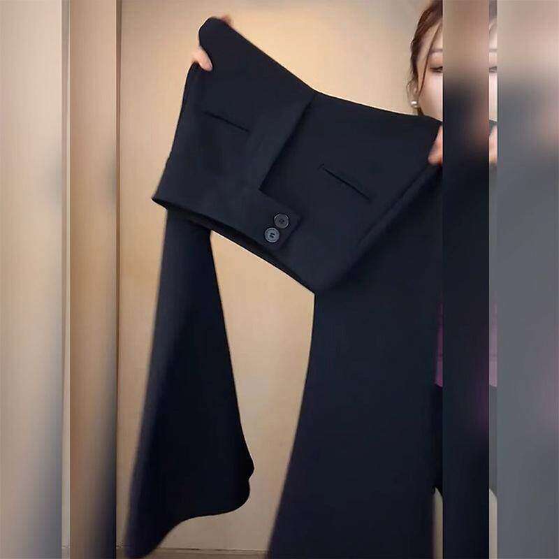 潮牌西装小个子微喇叭裤女2026夏季新款马蹄裤高腰显瘦裤垂感裤子