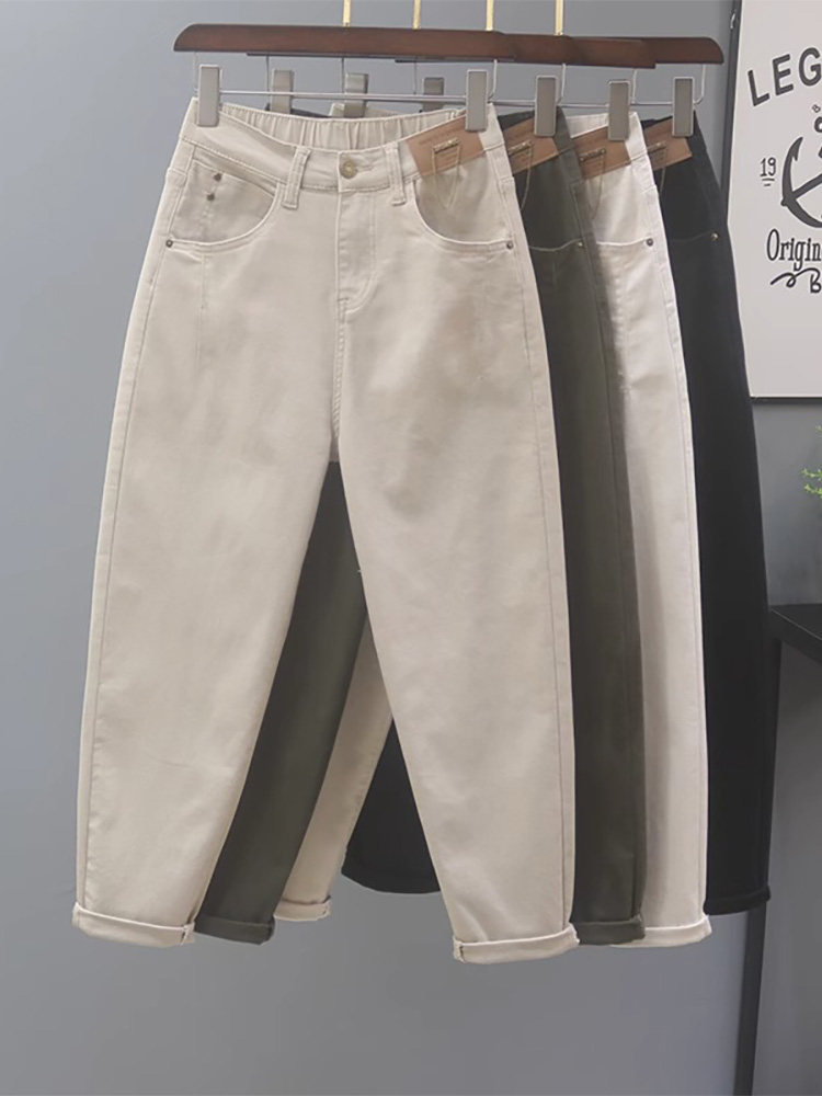 潮牌春秋新款哈伦牛仔裤子女宽松休闲时尚洋气百搭显瘦老爹萝卜裤