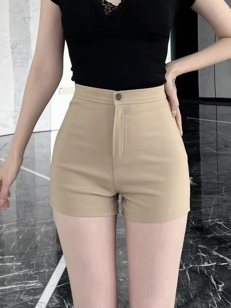 潮牌高腰西装短裤女2025夏季新款小个子辣妹弹力显瘦包臀紧身热裤