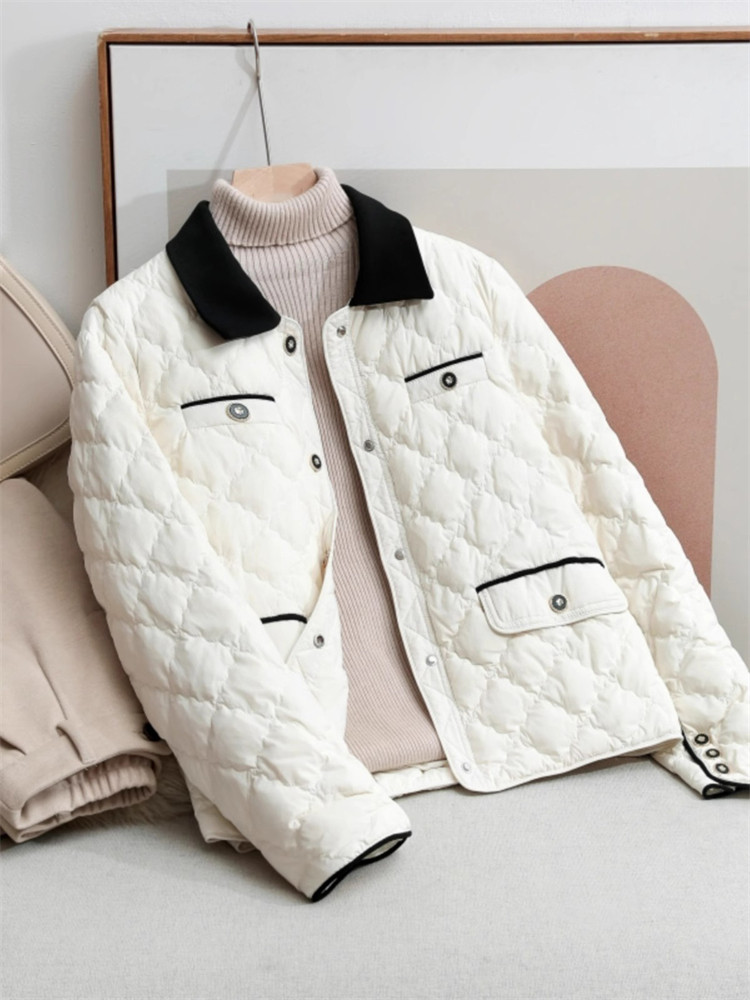 潮牌小香风轻薄羽绒服女秋冬季新款时尚韩版小个子白鸭绒宽松外套