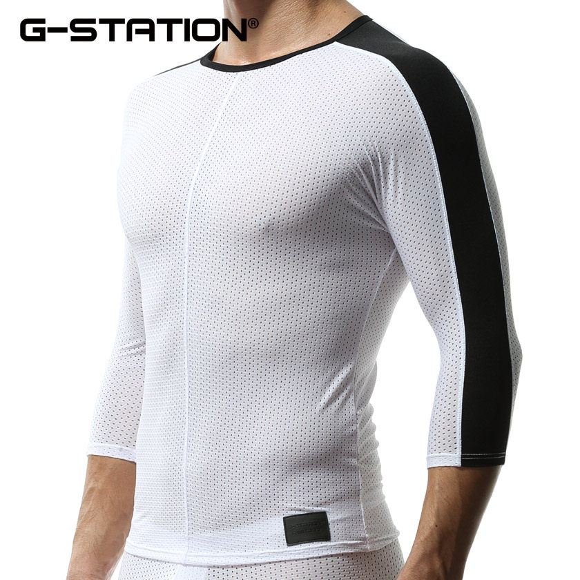 G-STATION 메쉬 꽉 달리기 스포츠 속건성 꽉 피트니스 압축 의류 남성 체육관 훈련 의류