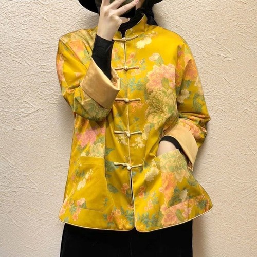 新中式上衣外套2025秋冬新款国风棉服女长袖改良旗袍盘扣复古唐装