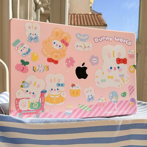 半熟玉子原创设计可爱兔 亲肤手感硬壳 苹果MacBookPro电脑壳Air13寸笔记本保护套2024款M4pro14寸16寸粉色女