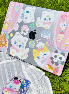 半熟玉子原创可爱猫咪苹果MacBookPro电脑壳Air13寸超薄笔记本保护套2025款M4pro14寸16寸M1/M2/M3闪粉轻薄女