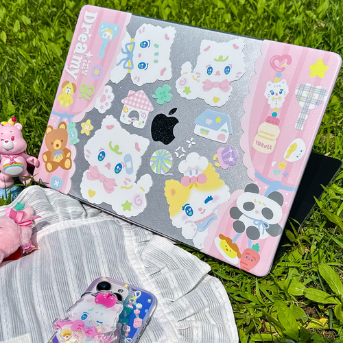 半熟玉子原创可爱猫咪苹果MacBookPro电脑壳Air13寸超薄笔记本保护套2025款M4pro14寸16寸M1/M2/M3闪粉轻薄女