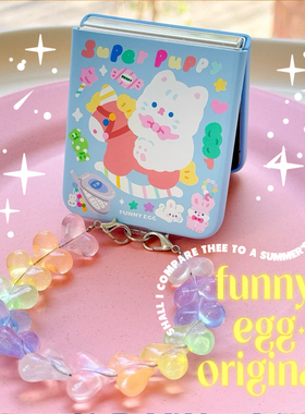 半熟玉子折叠壳可爱猫咪肤感适用三星zflip6/5华为pocket2手机壳荣耀magicV小米Mixflip OPPOfindN3flip