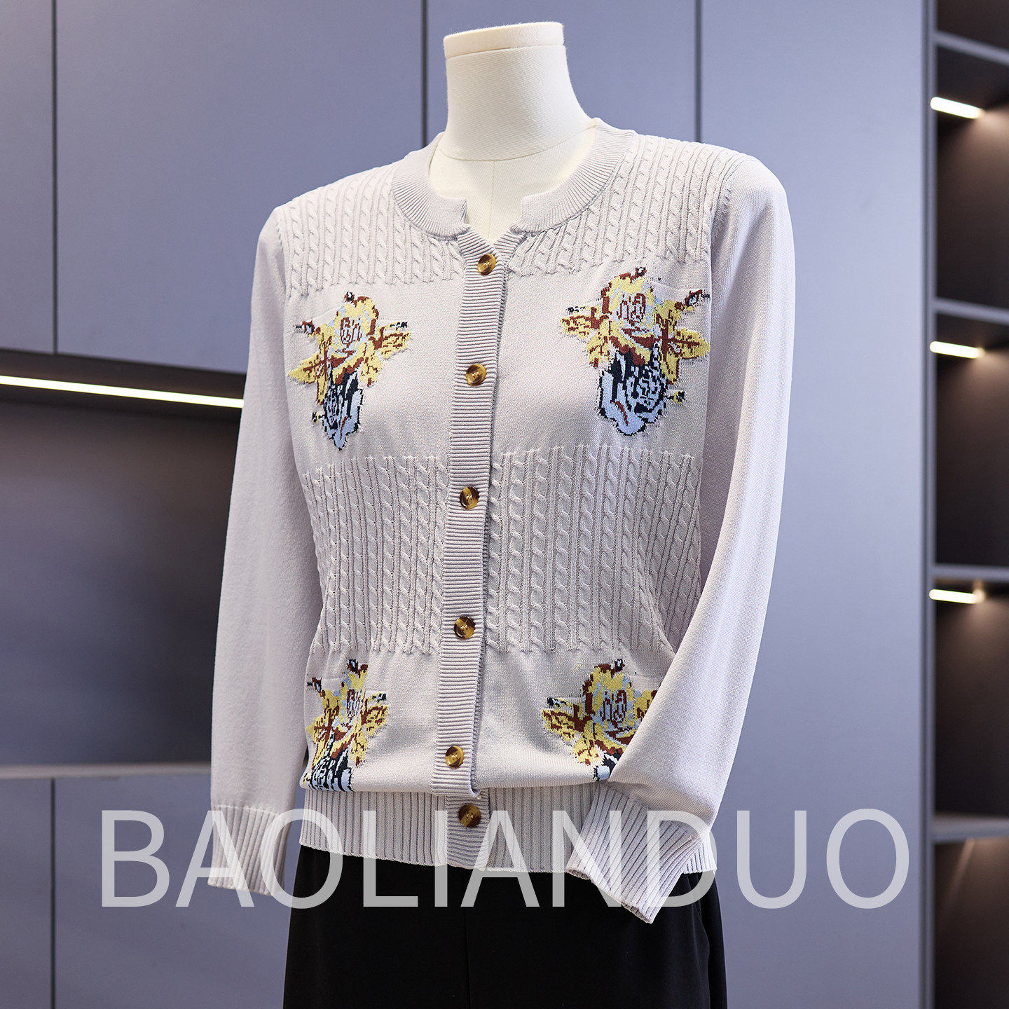 中年妈妈春装洋气针织开衫两件套中老年女装春秋薄款短袖内搭套装