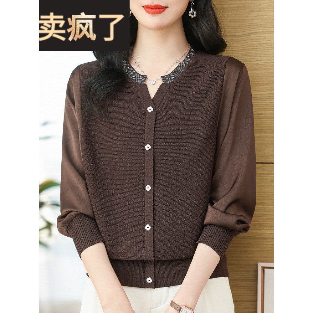 妈妈开春装纱袖上衣洋气2025春季新款中老年时尚女装春秋薄款小衫