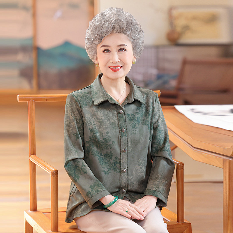中老年女装长袖衬衫奶奶