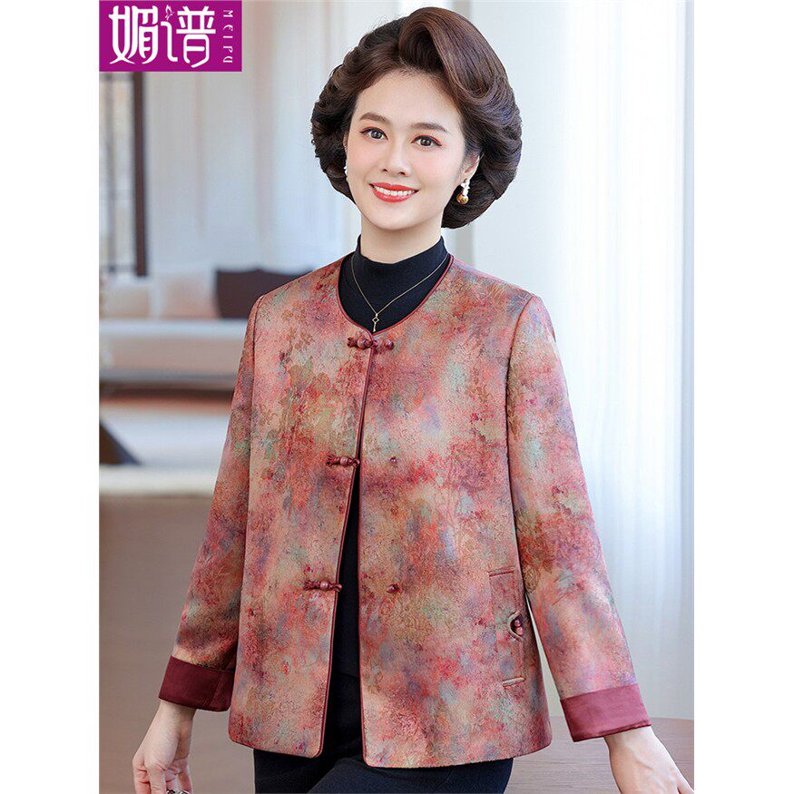 妈妈秋装碎花新中式外套2