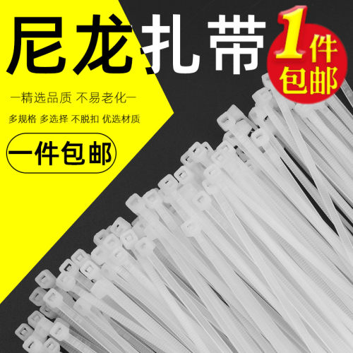 尼龙塑料扎带自锁式白色扎线带黑