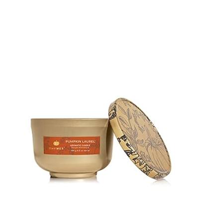 Thymes Pumpkin Laurel Candle Tin with Gold Lid - Fall Sce