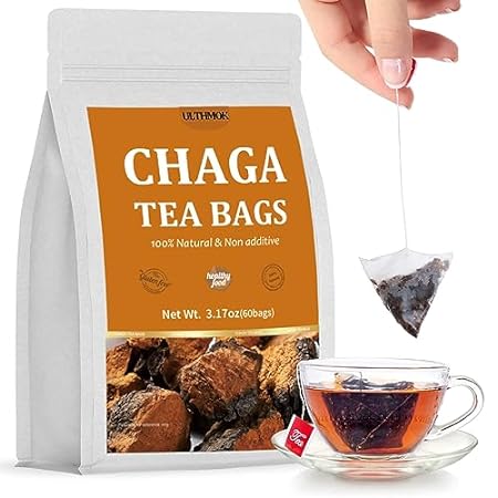 Premium Chaga Tea Bags，60 Tea Bags.100% Siberian Wild Har