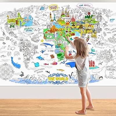 Jar Melo Giant Coloring Poster for Kids; World Map Jumbo