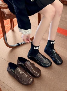 复古乐福鞋女2025新款春季英伦一脚蹬舒适平底软底豆豆单鞋小皮鞋