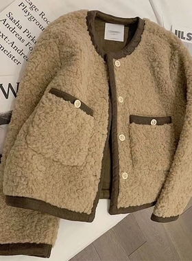 秋冬季羊羔毛绒外套女宽松皮毛一体小香风短外套加厚2025新款上衣
