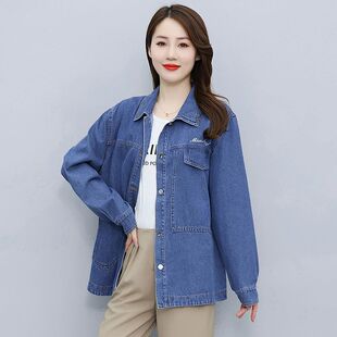 牛仔中长款牛仔衣新款外套时尚春秋女士宽松休闲衬衫翻领上衣夹克