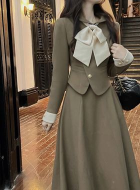 秋冬新款韩版西装半身裙复古学院风时尚名媛轻奢小香风裙子套装女